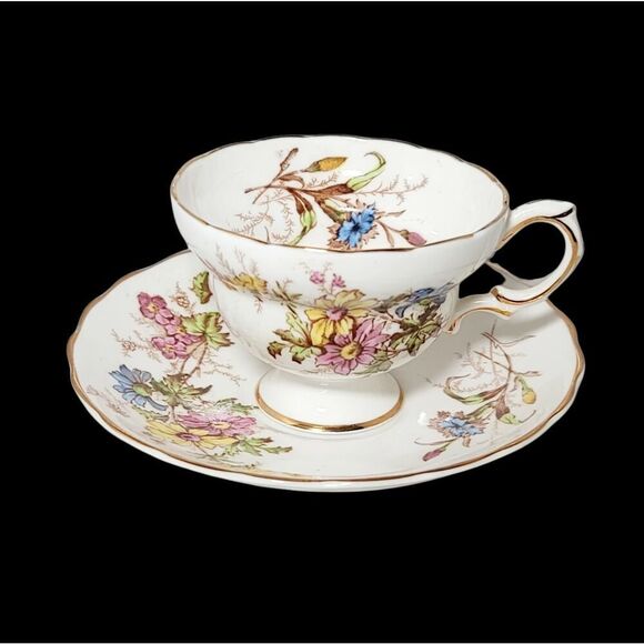 Vintage Rosina Bone China 4867 Vintage Teacup And Saucer Floral Made In England - Picture 1 of 10